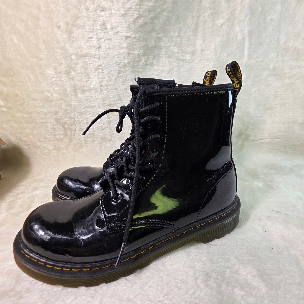 Dr. Martens 1460 Y Combat Boots Black Patent Leather Unisex 38 Men 6 Women 7